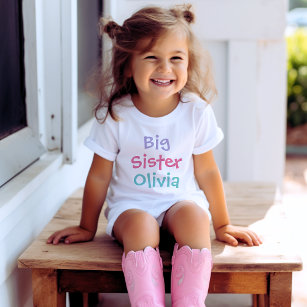 Big Sister Colorful Monogram Girl's T-Shirt