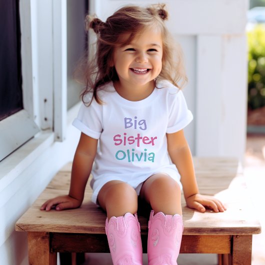 Big Sister Colorful Monogram Girl's T-Shirt