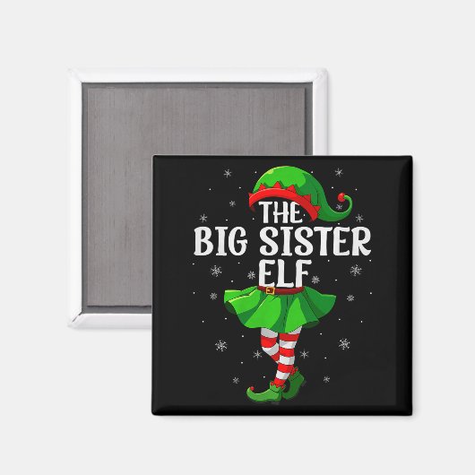 Big Sister Elf Christmas Girls Women Elf Squad Xma Magnet (Vorderseite/Rückseite)