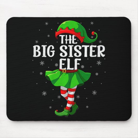 Big Sister Elf Christmas Girls Women Elf Squad Xma Mousepad (Vorne)