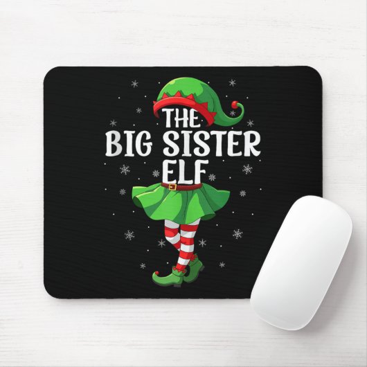 Big Sister Elf Christmas Girls Women Elf Squad Xma Mousepad (Mit Mouse)