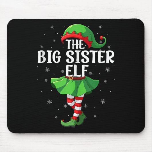 Big Sister Elf Christmas Girls Women Elf Squad Xma Mousepad (Vorne)