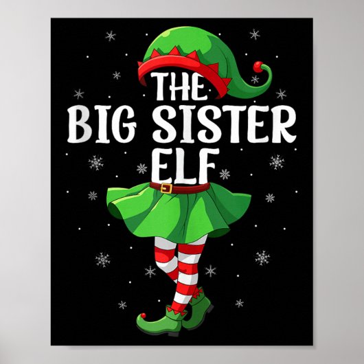 Big Sister Elf Christmas Girls Women Elf Squad Xma Poster (Vorne)