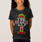 Big Sister Elf Familie Matching 2021 Weihnachten T-Shirt (Vorderseite)