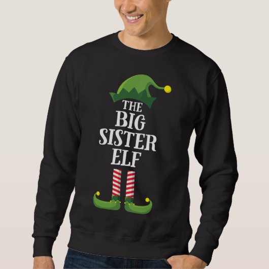 Big Sister Elf Matching Familienweihnachtliches Pa Sweatshirt (Vorderseite)