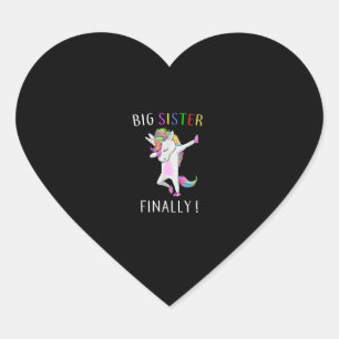 Big Sister Endlich Unicorn T - Shirt Girl Unicorn  Herz-Aufkleber