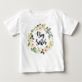 Big Sister errötet mit Blumen Baby T-shirt (Vorderseite)