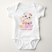 Big Sister farbige Monogramm und Niedliche Katzen Baby Strampler (Vorderseite)
