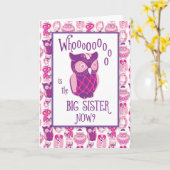 Big Sister Gratulationen, Niedliche Eulen Karte (Gelbe Blume)