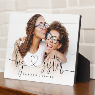 Big Sister Heart Script Geschenk für Schwestern Fo Fotoplatte