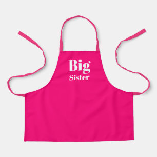 Big Sister Hot Pink Fuchsia White Girl's Schürze