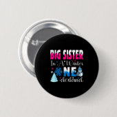 Big Sister In A Winter Onederland Bday Girl Sweet  Button (Vorne & Hinten)