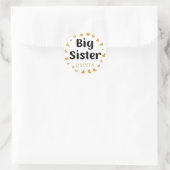 Big Sister Individuelle Name mit goldenen Herzen Runder Aufkleber (Tasche)