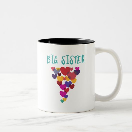 Big Sister Liebe Floating Hearts Zweifarbige Tasse (Rechts)