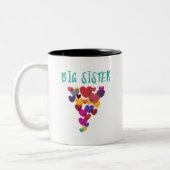 Big Sister Liebe Floating Hearts Zweifarbige Tasse (Links)