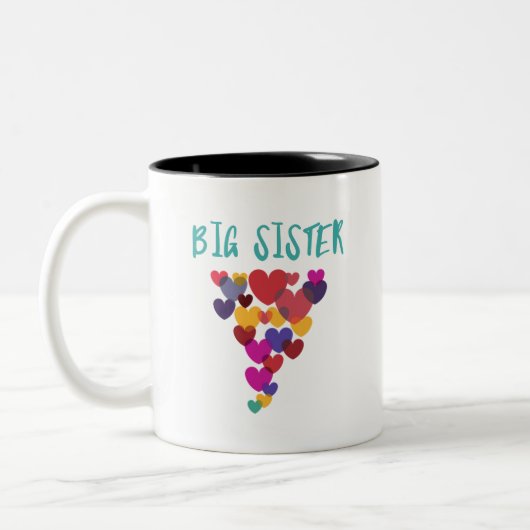 Big Sister Liebe Floating Hearts Zweifarbige Tasse (Links)