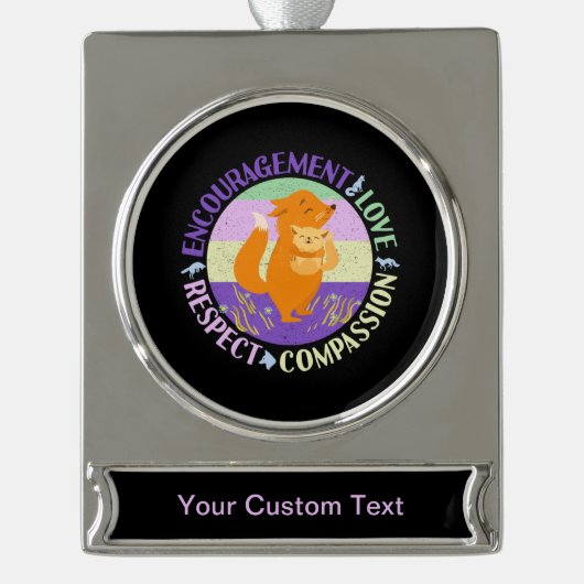 Big Sister Liebe - Sibling Bonding Fox Banner-Ornament Silber (Vorderseite)