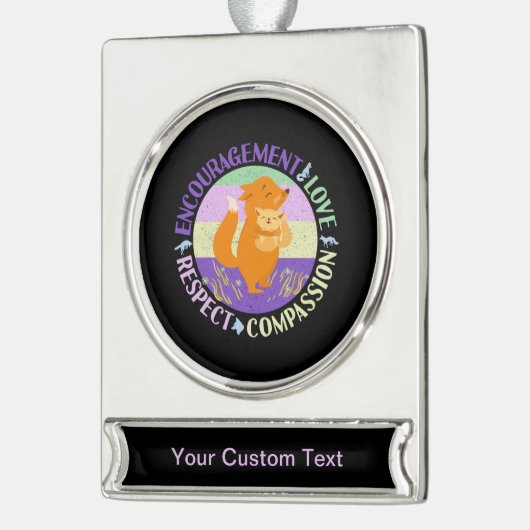 Big Sister Liebe - Sibling Bonding Fox Banner-Ornament Silber (Links)