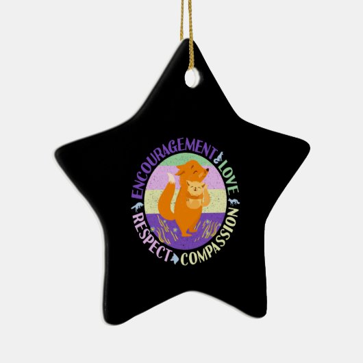 Big Sister Liebe - Sibling Bonding Fox Keramik Ornament (Rechts)