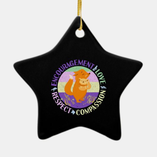 Big Sister Liebe - Sibling Bonding Fox Keramik Ornament (Hinten)