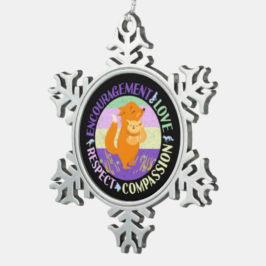 Big Sister Liebe - Sibling Bonding Fox Schneeflocken Zinn-Ornament (Rechts)