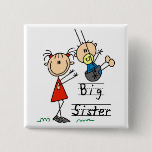 Big Sister Little Brother T - Shirt und Geschenke Button