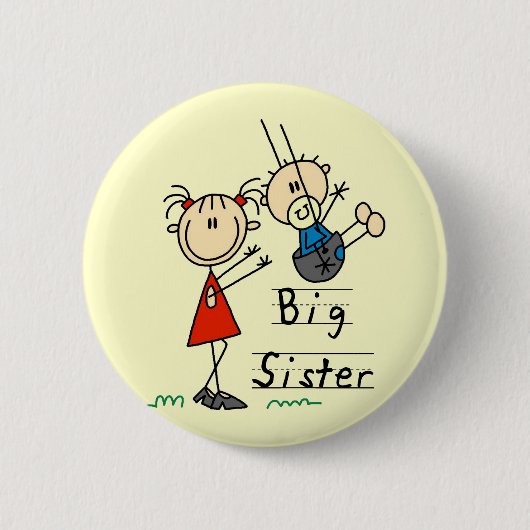 Big Sister Little Brother T - Shirt und Geschenke Button (Vorderseite)
