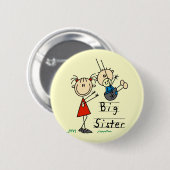 Big Sister Little Brother T - Shirt und Geschenke Button (Vorne & Hinten)