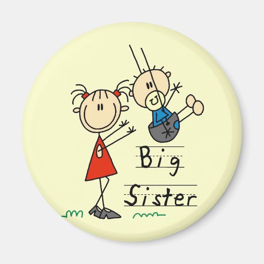 Big Sister Little Brother T - Shirt und Geschenke Magnet (Vorne)