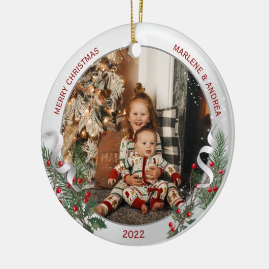 Big Sister Little Brother Warm Quotes Silber Rahme Keramik Ornament (Links)