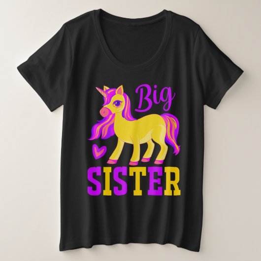 Big Sister Magical Unicorn Große Größe T-Shirt (Design vorne)