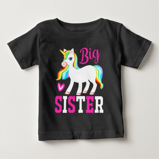 Big Sister Magical Unicorn mit Rainbow Mane & Schw Baby T-shirt (Vorderseite)