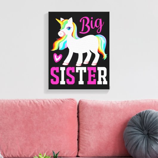 Big Sister Magical Unicorn mit Rainbow Mane & Schw Leinwanddruck (Insitu (Wohnzimmer))