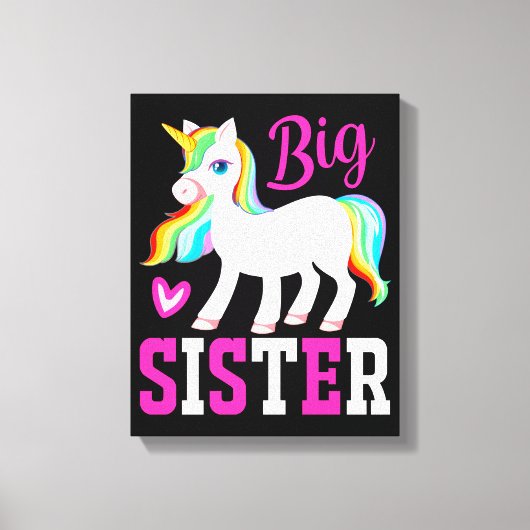 Big Sister Magical Unicorn mit Rainbow Mane & Schw Leinwanddruck (Vorderseite)