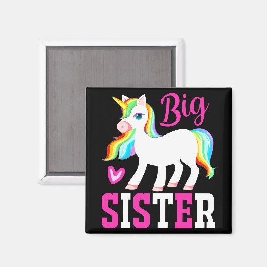 Big Sister Magical Unicorn mit Rainbow Mane & Schw Magnet (Vorderseite/Rückseite)