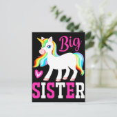 Big Sister Magical Unicorn mit Rainbow Mane & Schw Postkarte (Stehend Vorderseite)