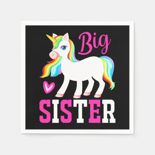 Big Sister Magical Unicorn mit Rainbow Mane & Schw Serviette (Vorderseite)