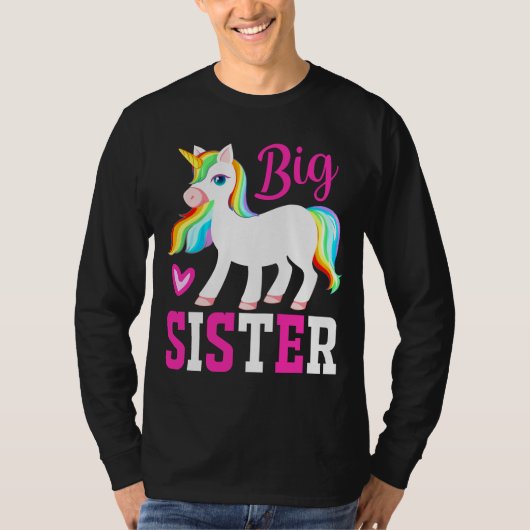 Big Sister Magical Unicorn mit Rainbow Mane & Schw T-Shirt (Vorderseite)