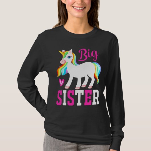 Big Sister Magical Unicorn mit Rainbow Mane & Schw T-Shirt (Vorderseite)