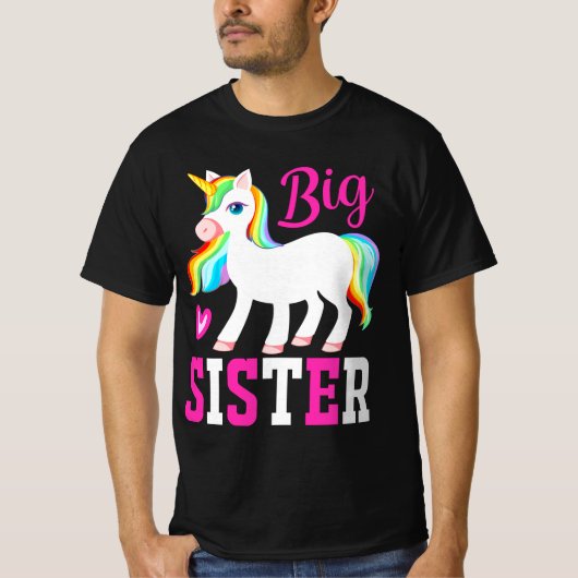 Big Sister Magical Unicorn mit Rainbow Mane & Schw T-Shirt (Vorderseite)