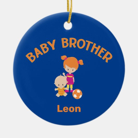 Big Sister mit Baby Brother Baby's Name Year Keramik Ornament (Vorne)