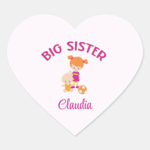 Big Sister mit Baby Brother Custom Heart geformt Herz-Aufkleber