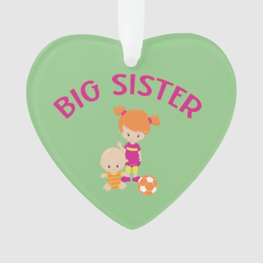 Big Sister mit Baby Brother Herz Weihnachtsbaum Ornament (Vorderseite)
