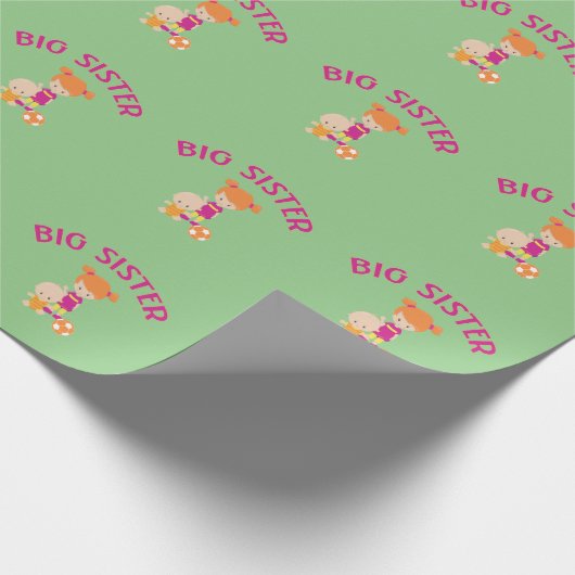 Big Sister mit Baby Brother Pattern Geschenk Geschenkpapier (Ecke)