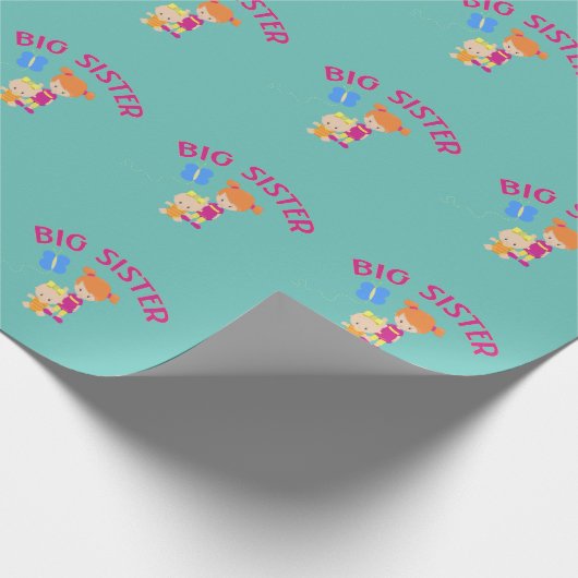 Big Sister mit Baby Sister Pattern Geschenk Geschenkpapier (Ecke)