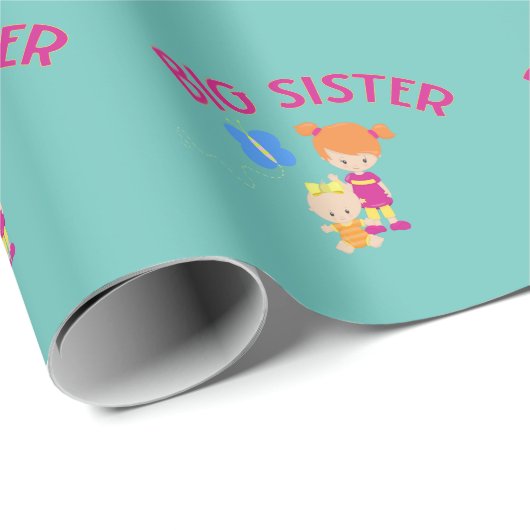 Big Sister mit Baby Sister Pattern Geschenk Geschenkpapier (Rolleneckpunkt)