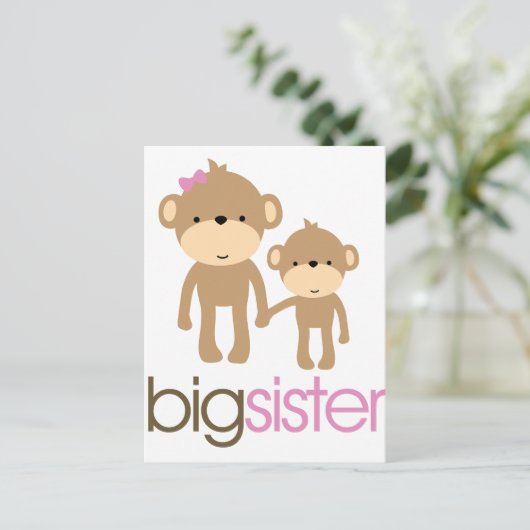 Big Sister Monkey Pregnancy Ankündigung T - Shirt (Stehend Vorderseite)