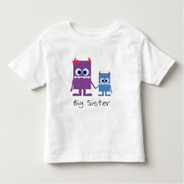 "big sister" Monster Geschwister blau lila Kleinkind T-shirt