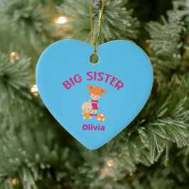 Big Sister Name mit Baby Brother Year Heft Form Keramik Ornament