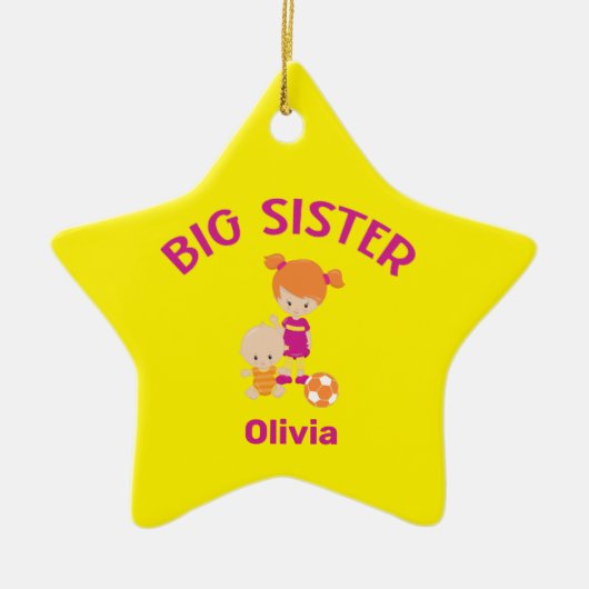 Big Sister Name mit Baby Brother Year Star Custom Keramik Ornament (Vorne)